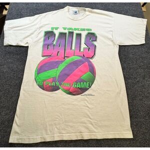 Vintage 90s Volleyball Neon Graphic T-Shirt Single Stitch USA